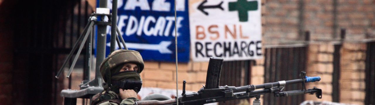 An Indian soldier in Srinagar, Kashmir