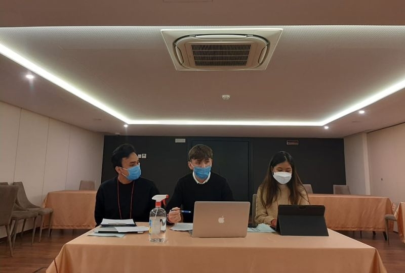 Stephen Hare and his Cambodian team during a Pictet exercise