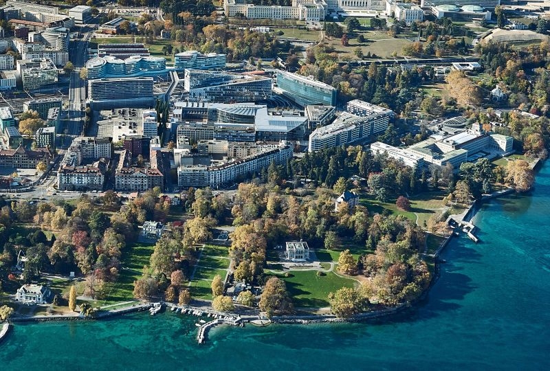 Aerial view of Villa Moynier and the Campus de la Paix