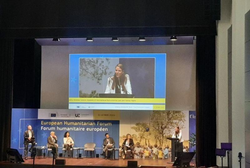 Professor Gloria Gaggioli speaks at the Ministerial Panel at the the European Humanitarian Forum