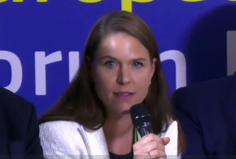 Professor Gloria Gaggioli speaks at the panel on non-state armed groups at the the European Humanitarian Forum