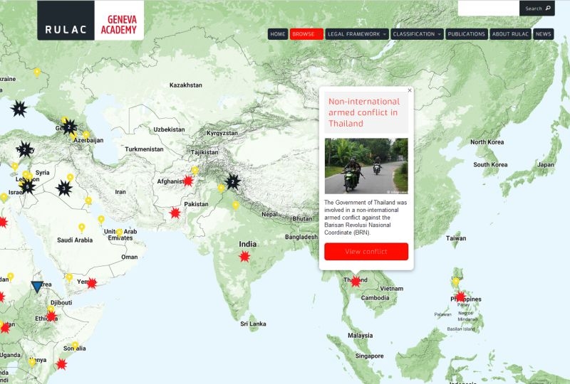 Map of the RULAC online portal with the pop-up window 