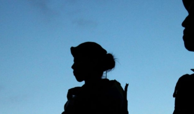 Colombia, Mountains in the Valle del Cauca region, between Santander de Quilichao et Popayan. FARC-EP (Revolutionary Armed Forces of Colombia) combattants. 