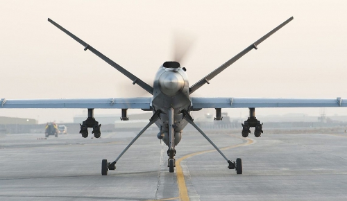 A Royal Air Force Reaper RPAS (Remotely Piloted Air System) at Kandahar Airfield in Afghanistan