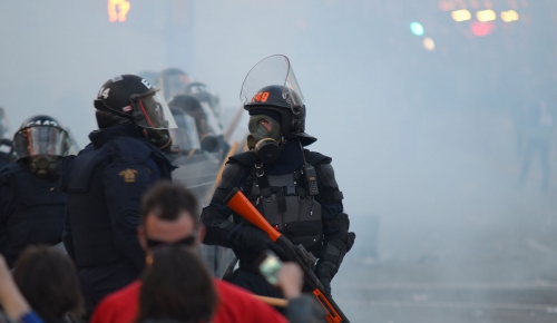 Police intervention during a demonstration